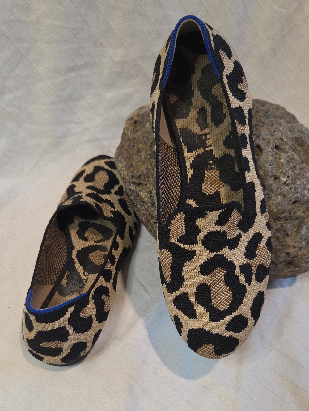 ROTHY'S Leopard Print Beige and Black Knit Ballet Flats Sz8